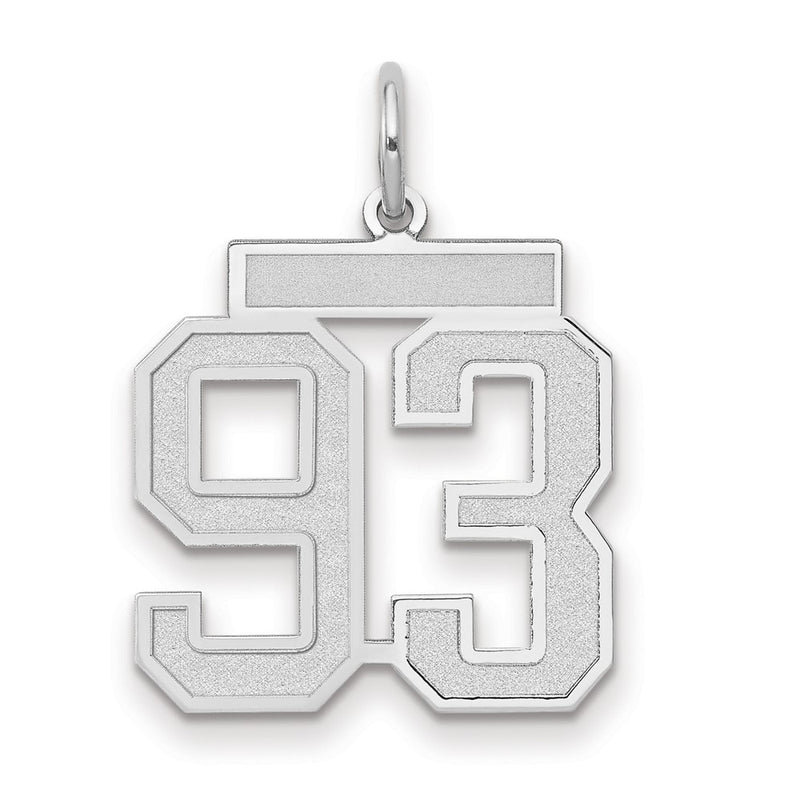 14k White Goldw Medium Satin Number 93 Charm