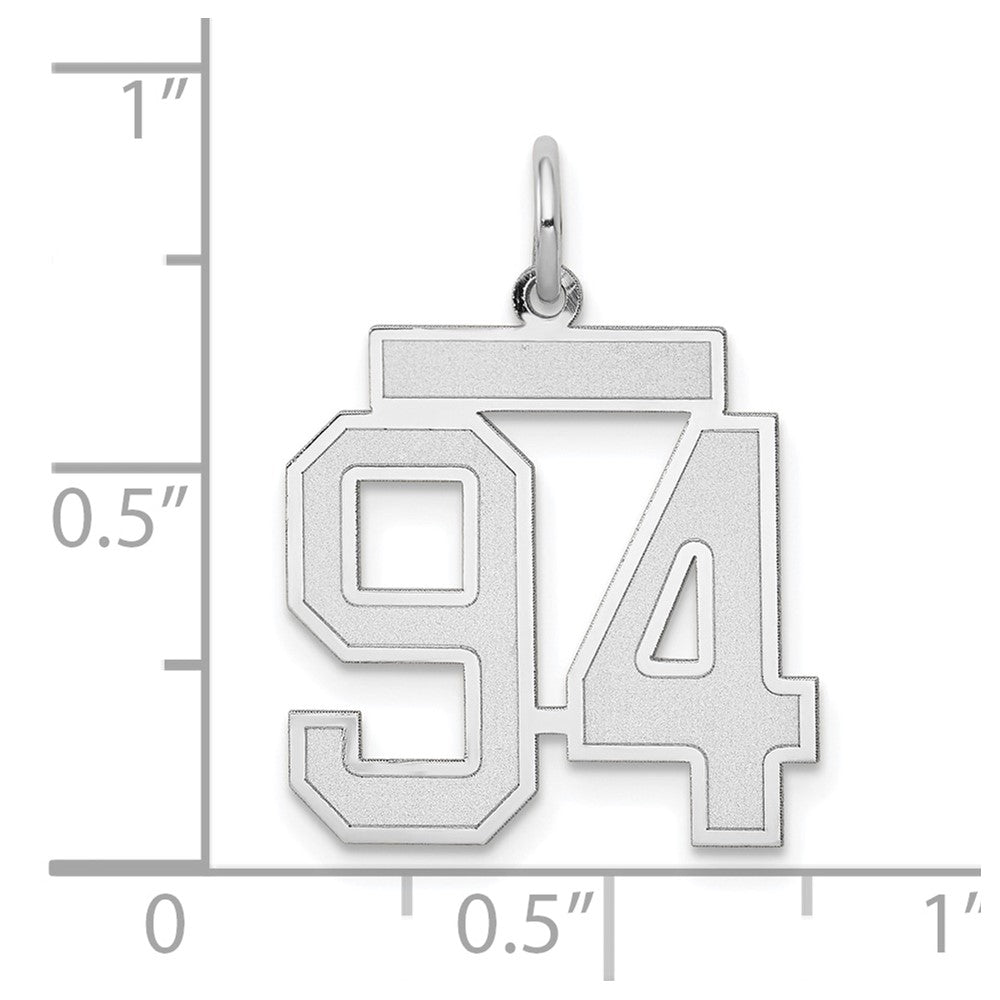14k White Goldw Medium Satin Number 94 Charm
