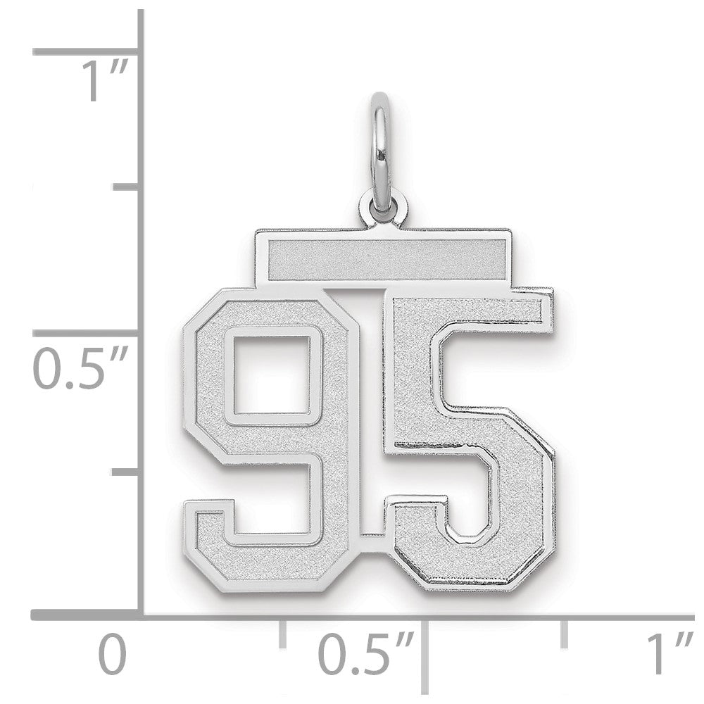 14k White Goldw Medium Satin Number 95 Charm