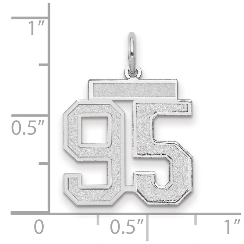 14k White Goldw Medium Satin Number 95 Charm