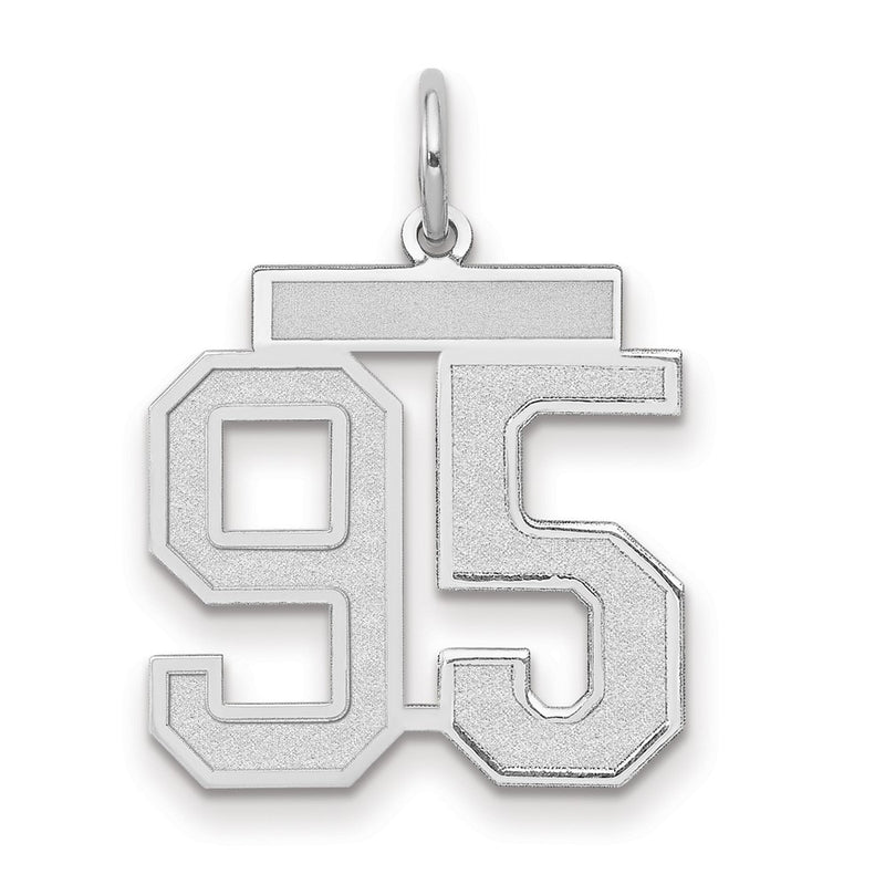 14k White Goldw Medium Satin Number 95 Charm