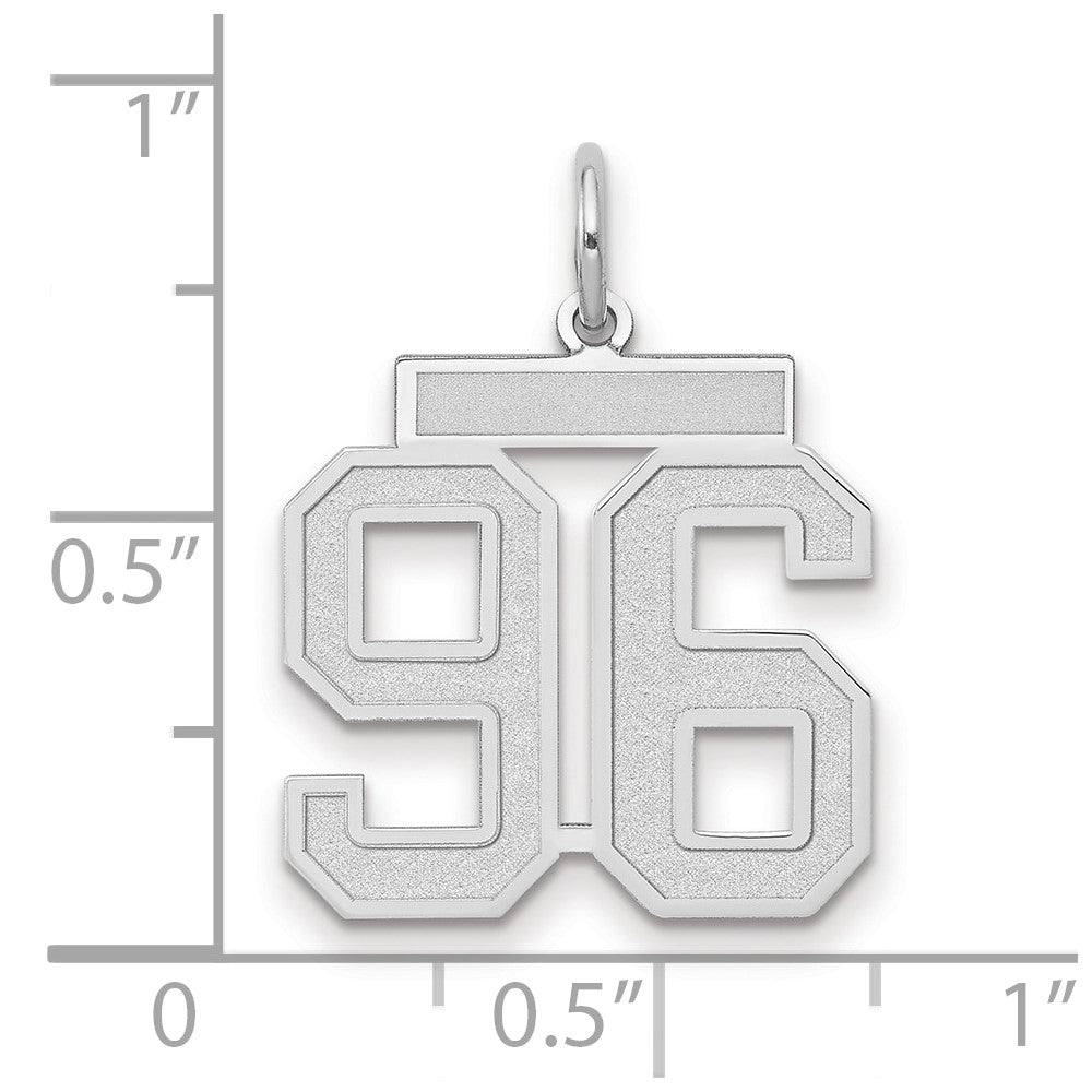 14k White Goldw Medium Satin Number 96 Charm