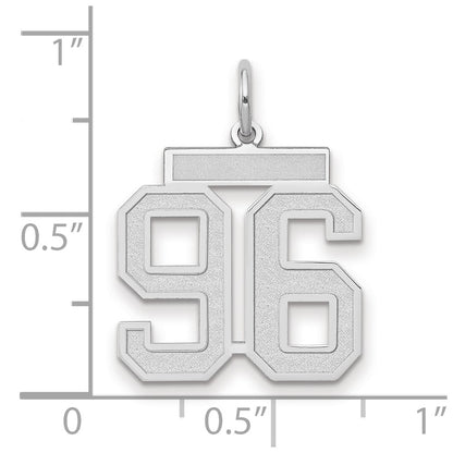 14k White Goldw Medium Satin Number 96 Charm