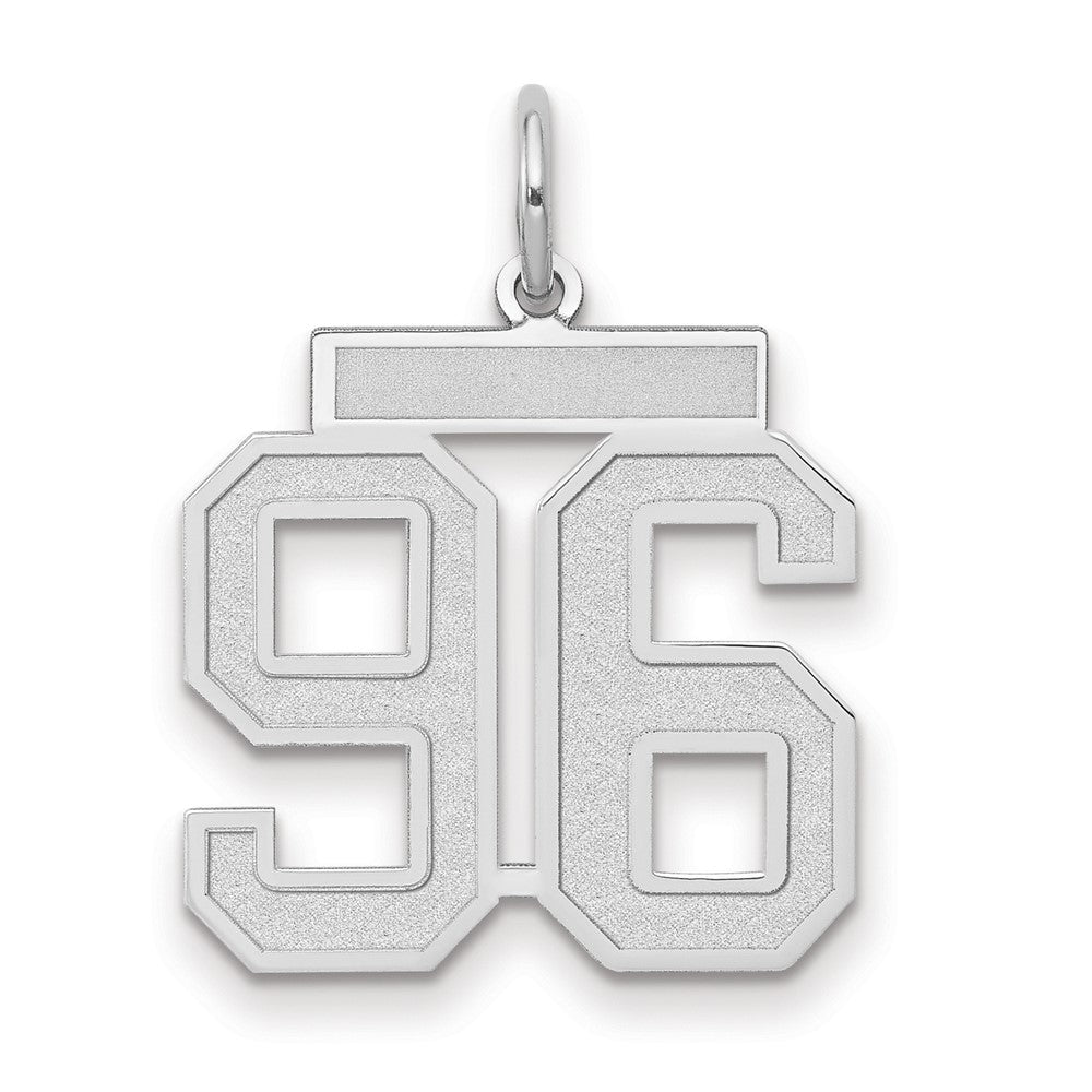14k White Goldw Medium Satin Number 96 Charm