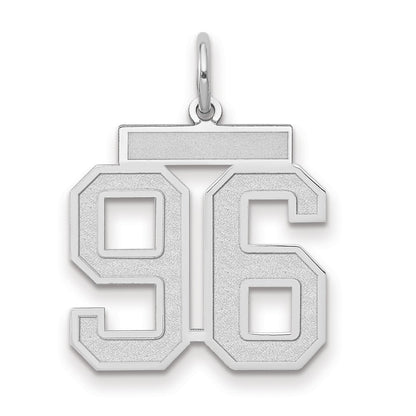 14k White Goldw Medium Satin Number 96 Charm