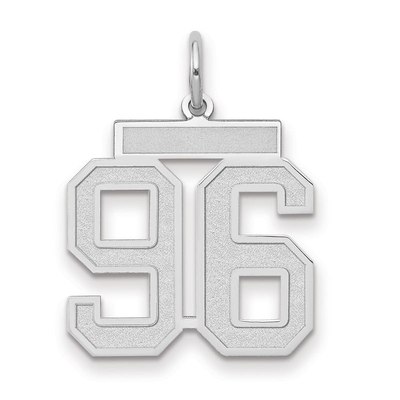 14k White Goldw Medium Satin Number 96 Charm