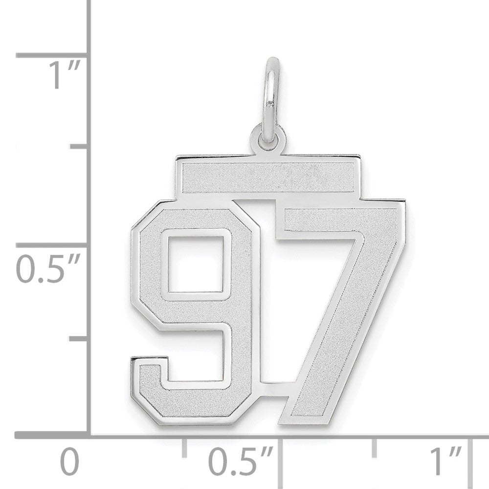 14k White Goldw Medium Satin Number 97 Charm