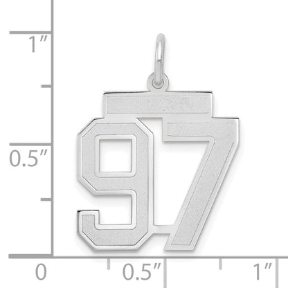 14k White Goldw Medium Satin Number 97 Charm