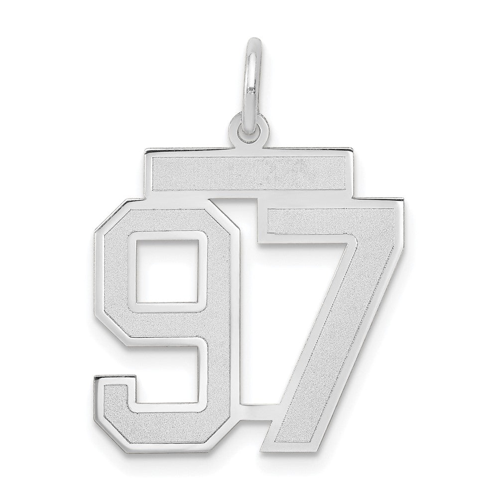 14k White Goldw Medium Satin Number 97 Charm