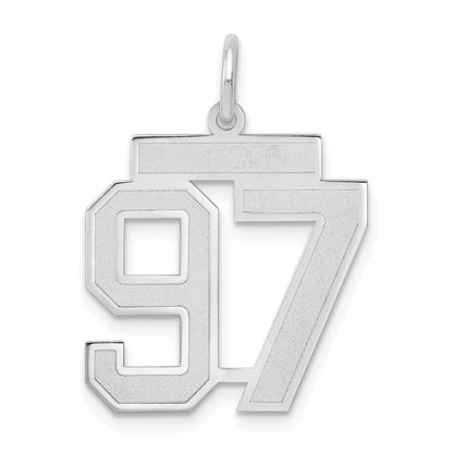 14k White Goldw Medium Satin Number 97 Charm