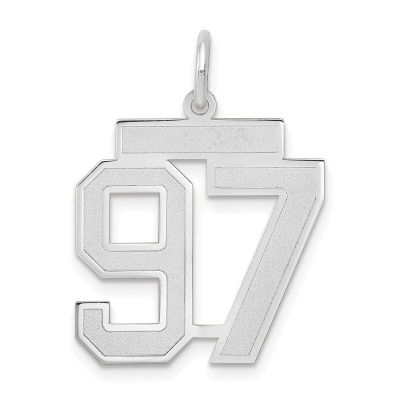 14k White Goldw Medium Satin Number 97 Charm