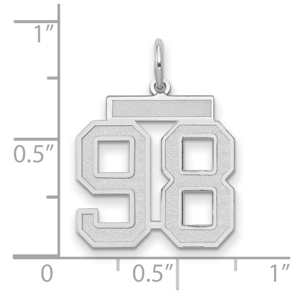 14k White Goldw Medium Satin Number 98 Charm