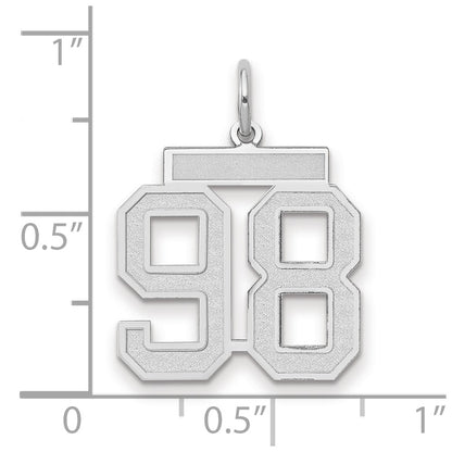 14k White Goldw Medium Satin Number 98 Charm