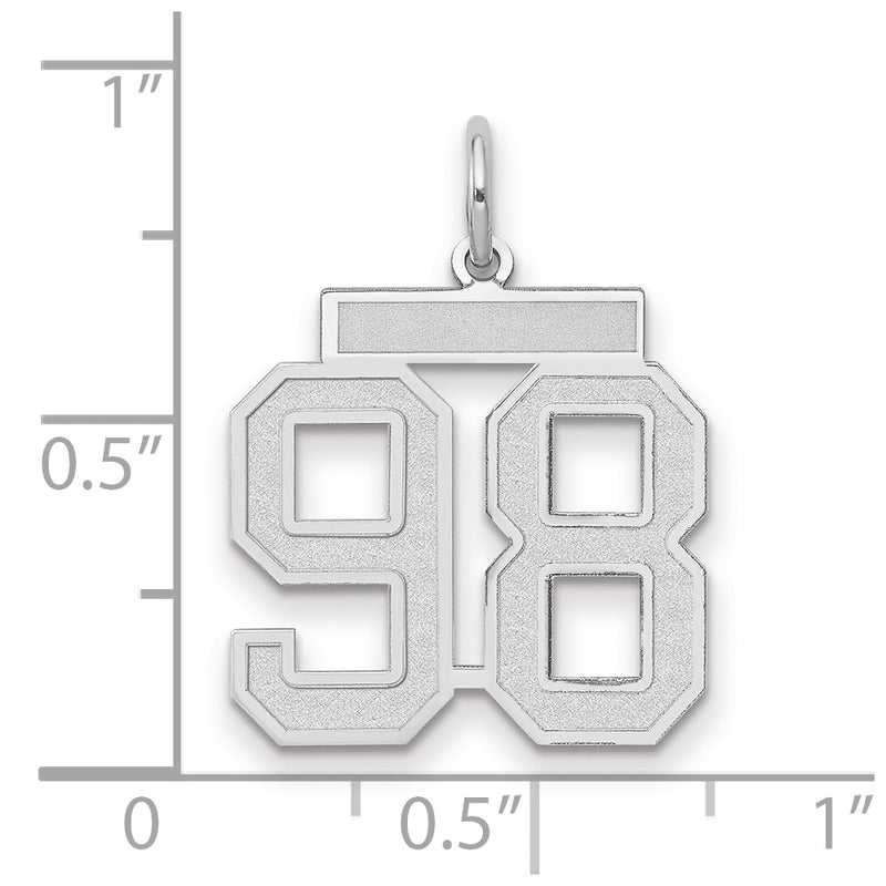 14k White Goldw Medium Satin Number 98 Charm