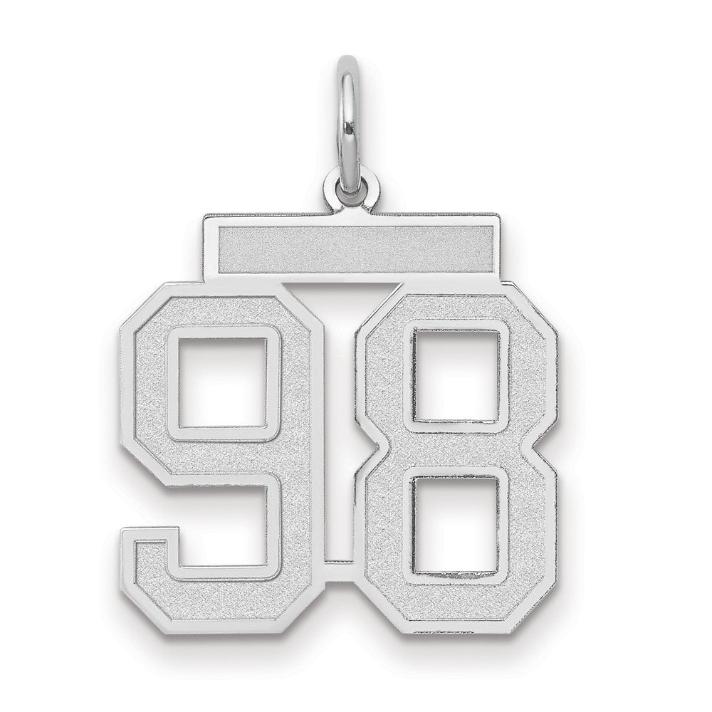 14k White Goldw Medium Satin Number 98 Charm