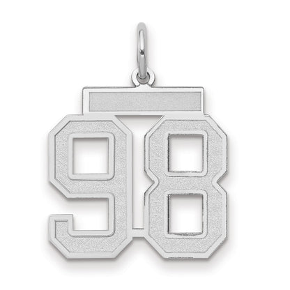 14k White Goldw Medium Satin Number 98 Charm