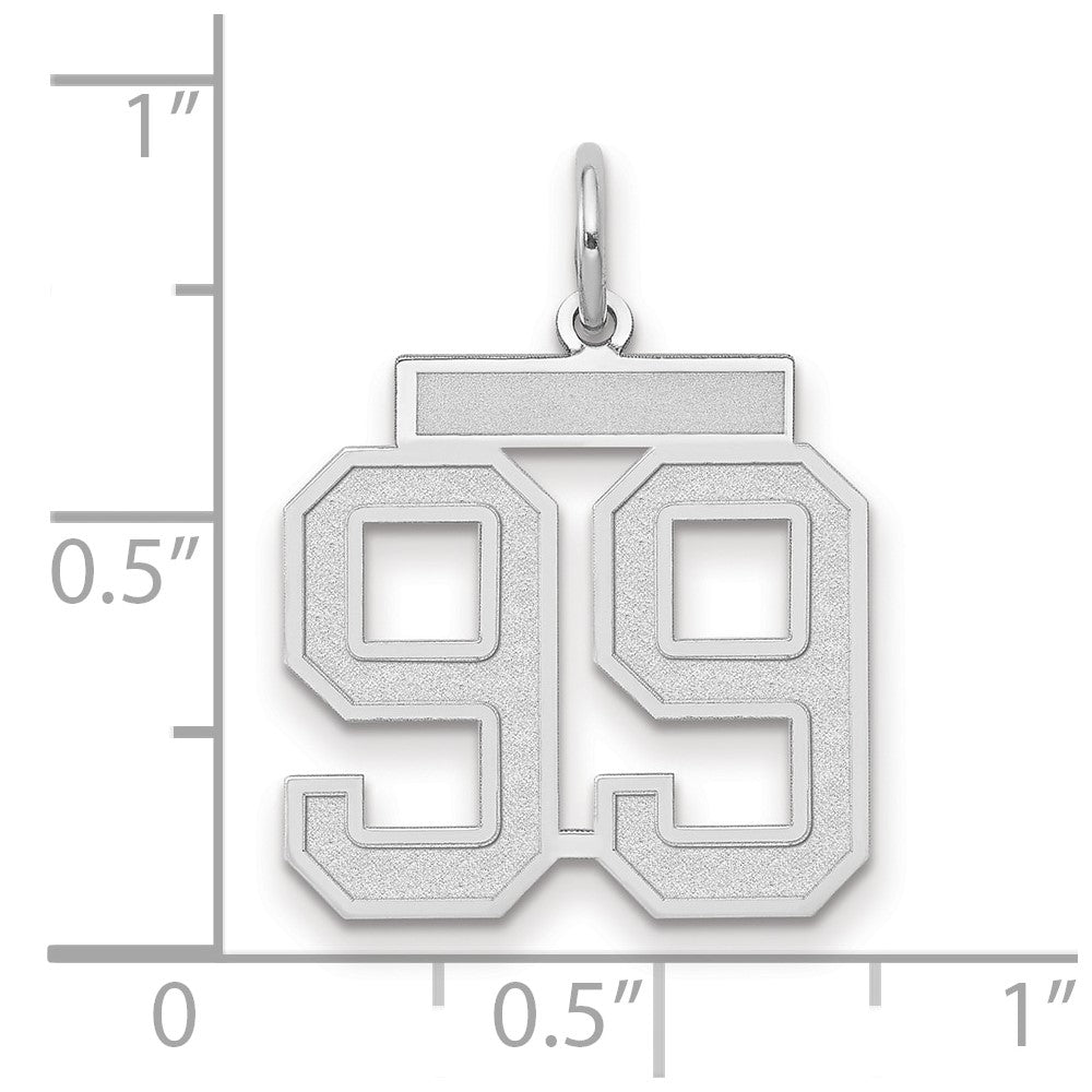 14k White Goldw Medium Satin Number 99 Charm