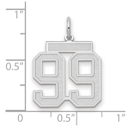 14k White Goldw Medium Satin Number 99 Charm