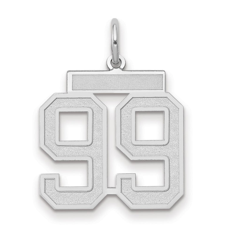 14k White Goldw Medium Satin Number 99 Charm
