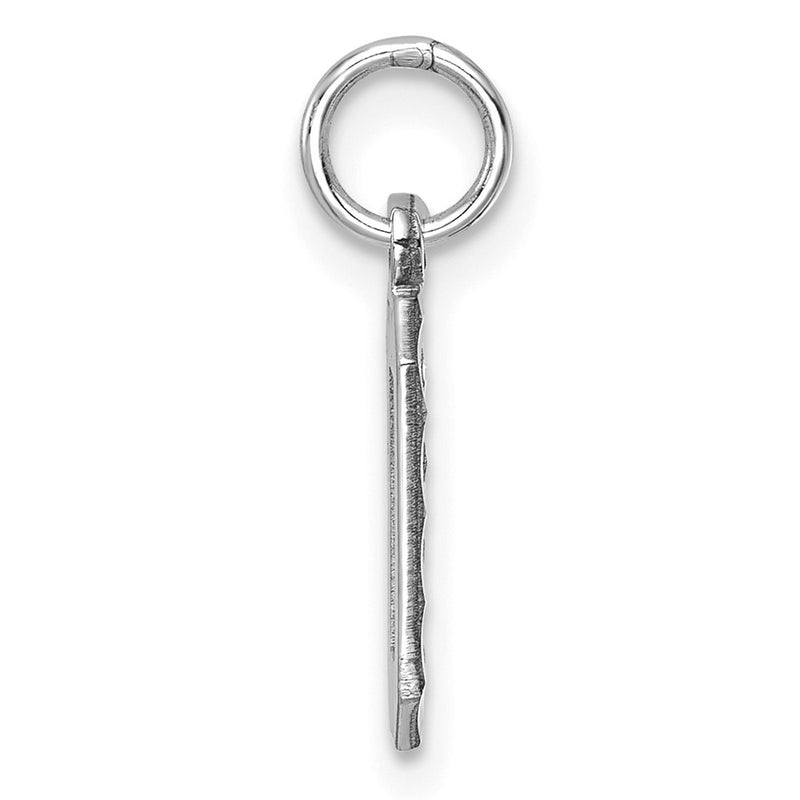 14k White Gold 14kw Small Brushed Diamond-cut Number 0 Charm