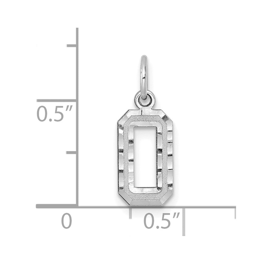 14k White Gold 14kw Small Brushed Diamond-cut Number 0 Charm