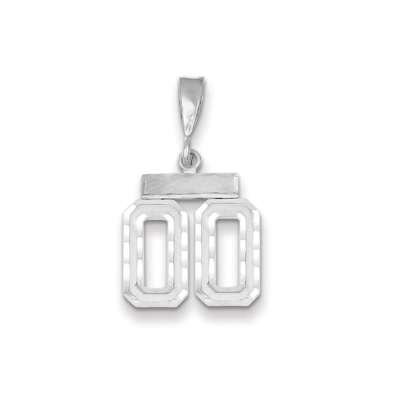 14k White Gold 14k White Gold Small Diamond-cut Number 00 Charm