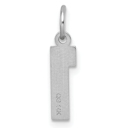 14k White Gold 14kw Small Brushed Diamond-cut Number 1 Charm