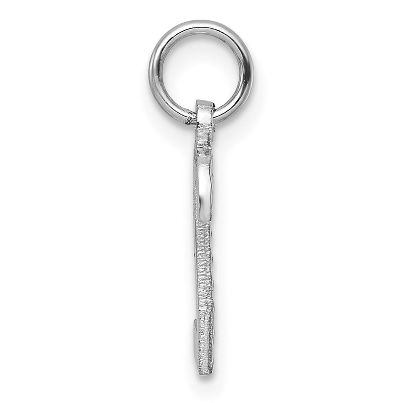 14k White Gold 14kw Small Brushed Diamond-cut Number 2 Charm