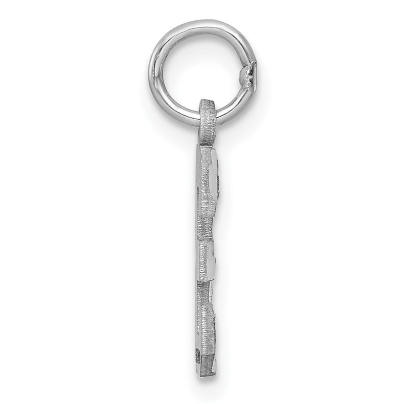 14k White Gold 14kw Small Brushed Diamond-cut Number 3 Charm