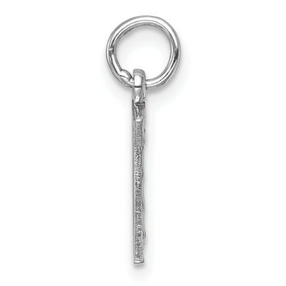 14k White Gold 14kw Small Brushed Diamond-cut Number 7 Charm