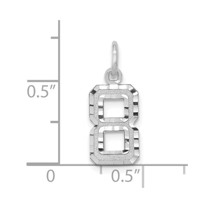 14k White Gold 14kw Small Brushed Diamond-cut Number 8 Charm