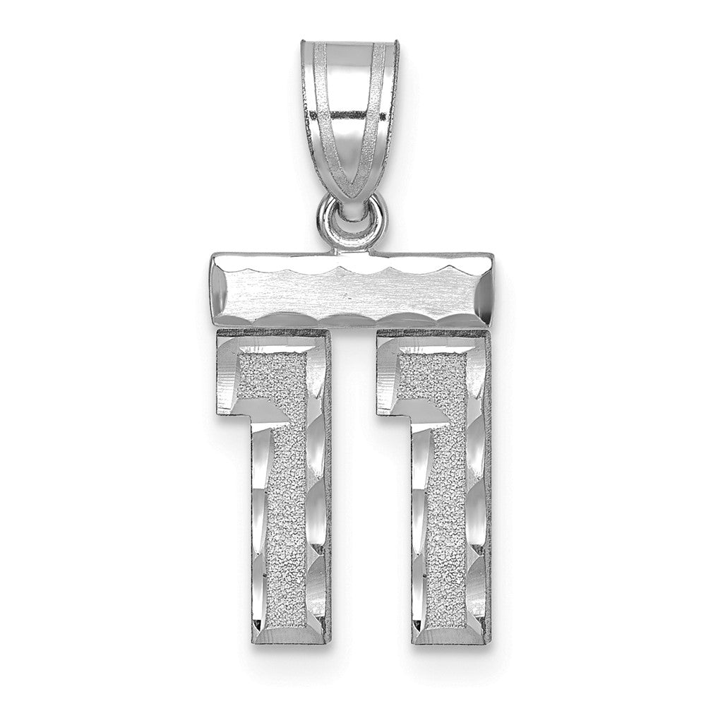 14k White Goldw Small Brushed Diamond-cut Number 11 Charm
