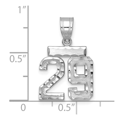 14k White Goldw Small Brushed Diamond-cut Number 29 Charm