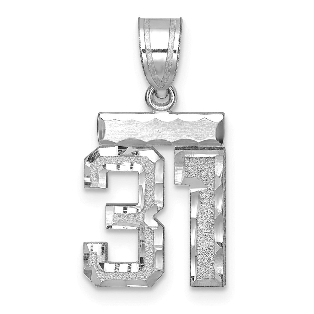 14k White Goldw Small Brushed Diamond-cut Number 31 Charm