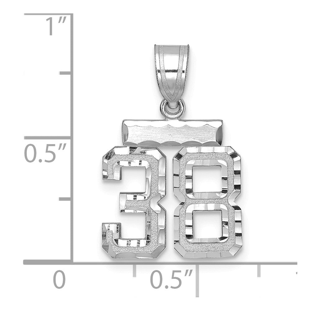 14k White Goldw Small Brushed Diamond-cut Number 38 Charm