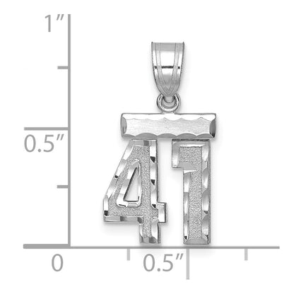 14k White Goldw Small Brushed Diamond-cut Number 41 Charm