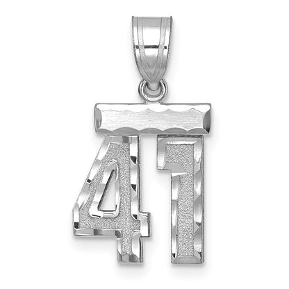 14k White Goldw Small Brushed Diamond-cut Number 41 Charm