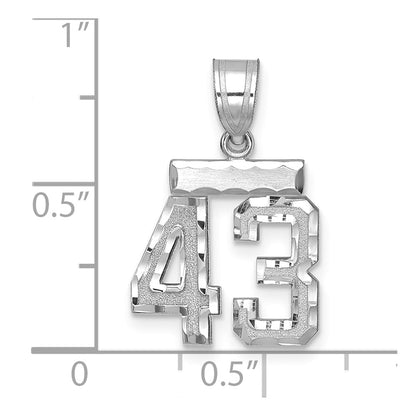 14k White Goldw Small Brushed Diamond-cut Number 43 Charm