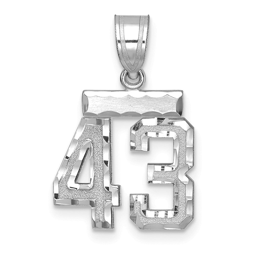 14k White Goldw Small Brushed Diamond-cut Number 43 Charm