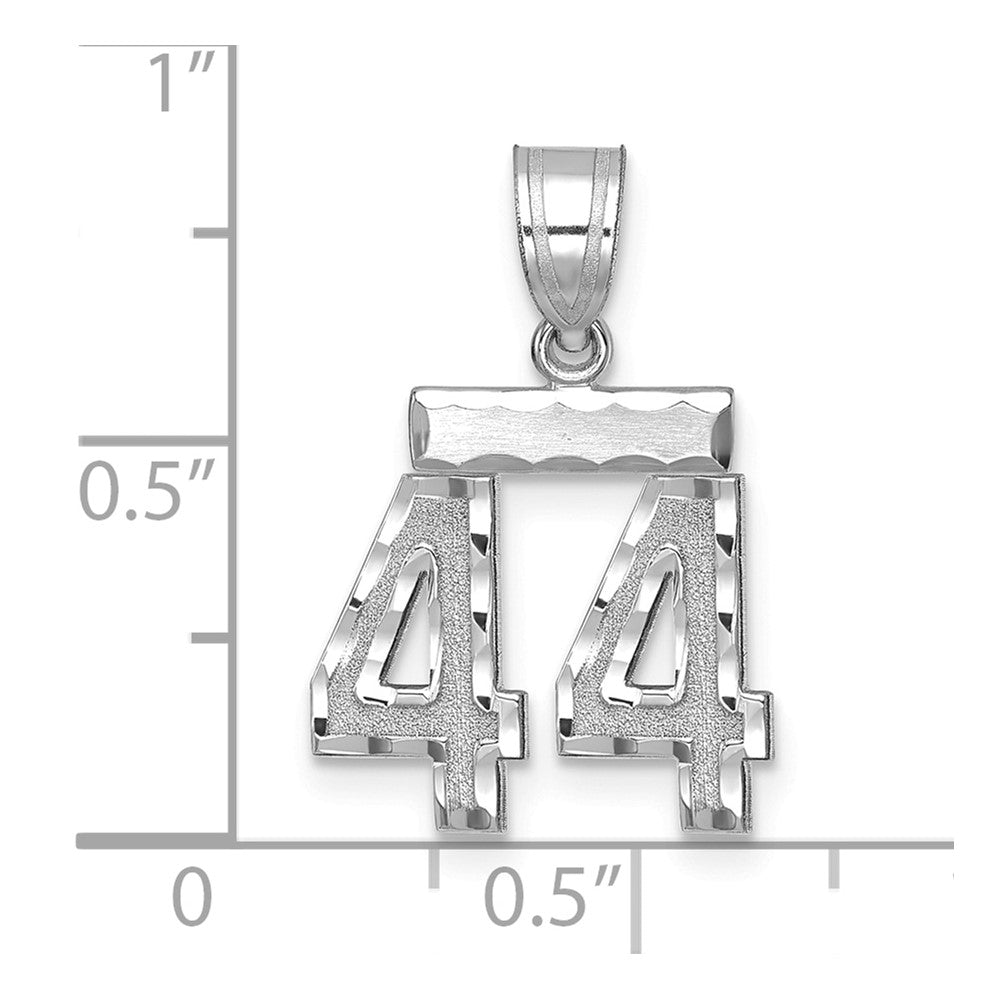 14k White Goldw Small Brushed Diamond-cut Number 44 Charm