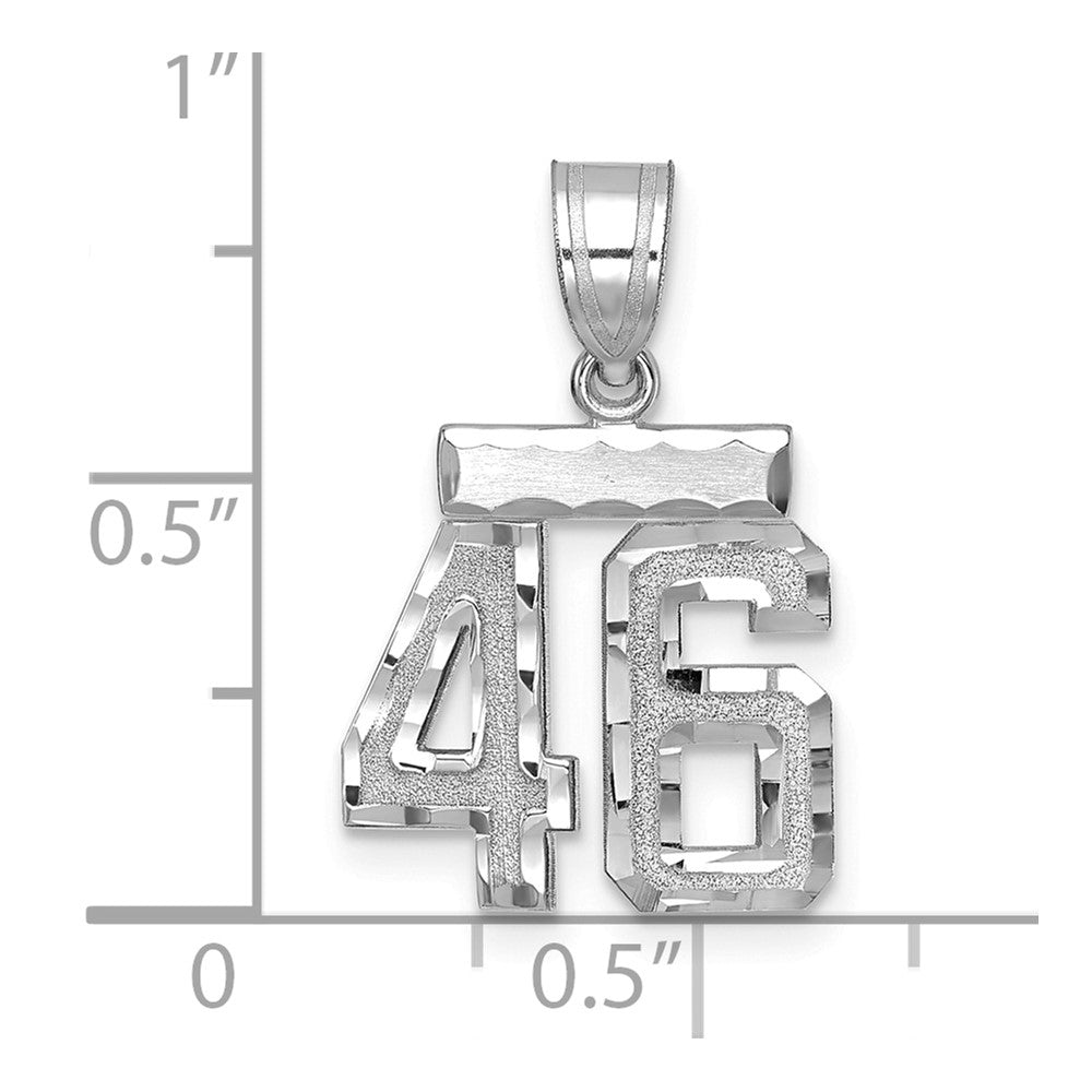 14k White Goldw Small Brushed Diamond-cut Number 46 Charm