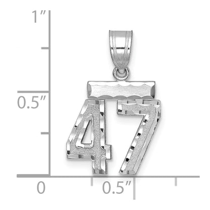 14k White Goldw Small Brushed Diamond-cut Number 47 Charm