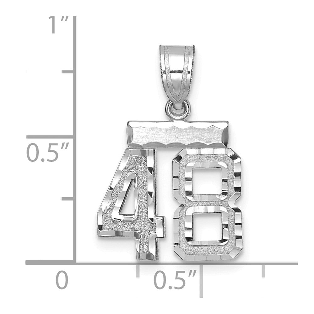 14k White Goldw Small Brushed Diamond-cut Number 48 Charm