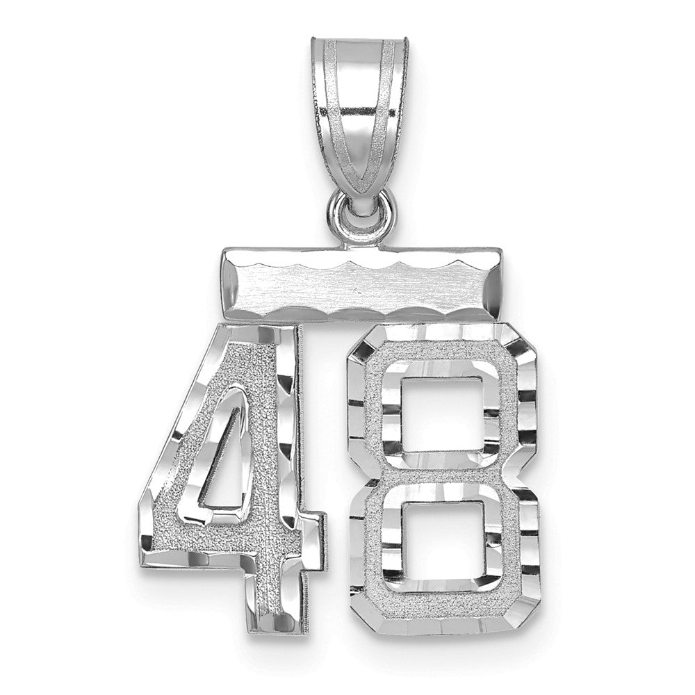 14k White Goldw Small Brushed Diamond-cut Number 48 Charm