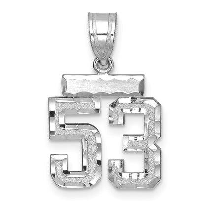 14k White Goldw Small Brushed Diamond-cut Number 53 Charm