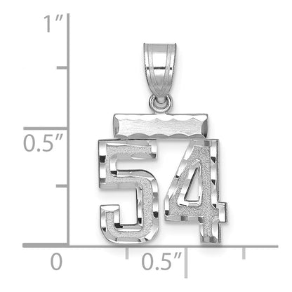 14k White Goldw Small Brushed Diamond-cut Number 54 Charm