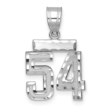 14k White Goldw Small Brushed Diamond-cut Number 54 Charm