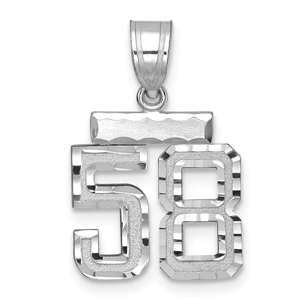 14k White Goldw Small Brushed Diamond-cut Number 58 Charm