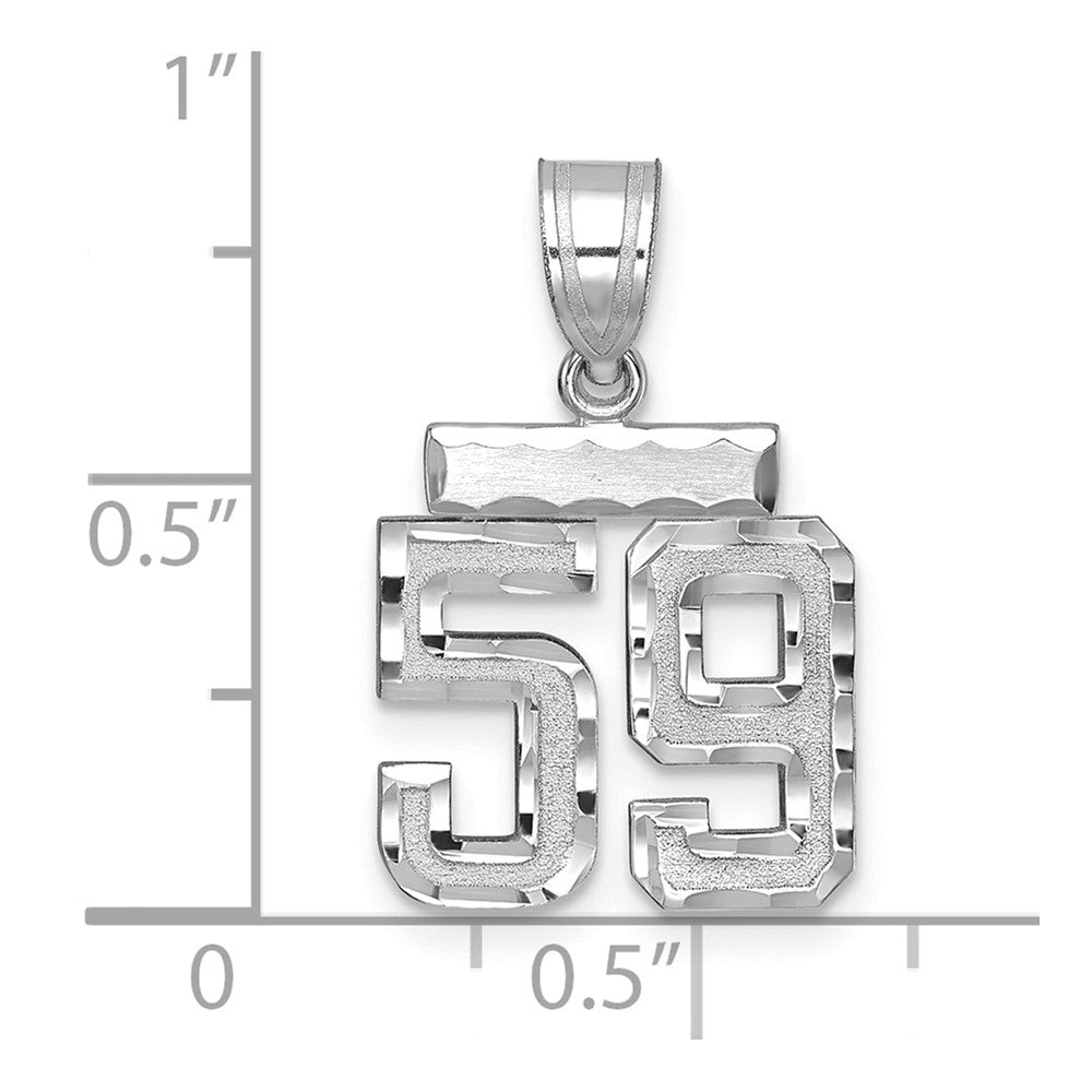 14k White Goldw Small Brushed Diamond-cut Number 59 Charm