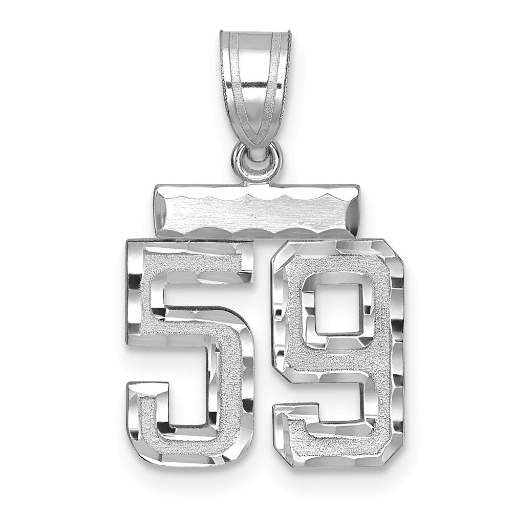 14k White Goldw Small Brushed Diamond-cut Number 59 Charm